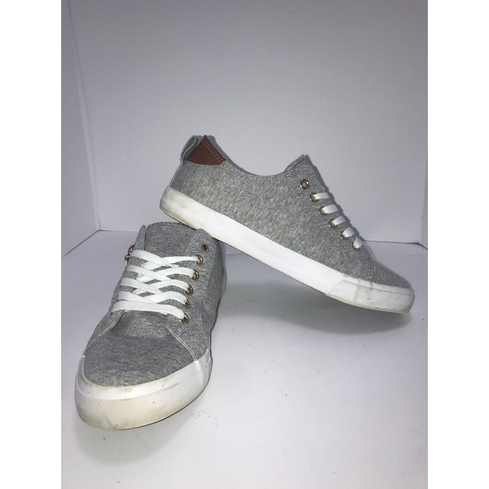 Twisted Kix Sneakers Women 9 Gray Side Zippered Lace Up Canvas Sneakers Shoes